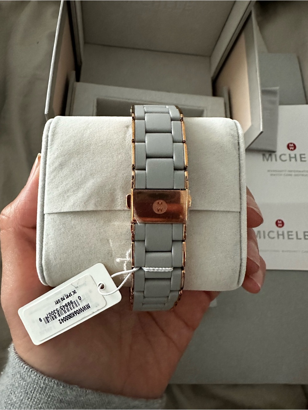 Michele Deco Sport Rose-Gold and Gray Wrapped Silicone Watch - Picture 5 of 5